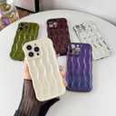Caseative for iPhone 16 Pro Case,Water Ripple Pattern Curly Wave Frame Soft Phone Case (Wine Red)