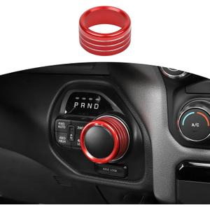 for RAM Gear Shift Knob Cover Trim Ring Fit for Dodge RAM 2018-Present (High-Profile Version) Red Interior Accessories 1pcs (Small)