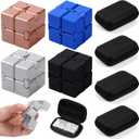 4 Pcs Infinity Cube Fidget Toys Adults Infinite Magic Fidget Cube with Case, Finger Gadget Portable Anxiety Stress Relieving Christmas Toys Gift Compatible with ADD ADHD OCD