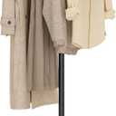 T-shaped Coat Rack Freestanding, Modern Clothes Rack with Rock Slab Base, Heavy-duty Metal Coat Tree for Boutiques, Hallway, Entryway, 68.9 Inches High, Black, GYJ001B