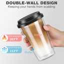Qipecedm 2 Pack Double Walled Insulated Coffee Mugs with Silicone Lids, 12 OZ Reusable Coffee Cups, Cappuccino, Tea, Latte, Iced Coffee Cups, Travel Mugs, Heat Resistant