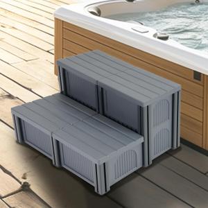 27" Hot Tub Steps with Storage, 200 LBS Capacity, Textured 2-Step Spa Stairs Pool Ladder for Universal Hot Tub/Camper/SPA Pool/Pet Stairs Charcoal Grey