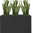Planter Box Rectangular Block - 241612IN Galvanized Steel Metal Long Box Planter Easy Installation Modern Outdoor Tall Planters All-Weather Use with Drainage Holes for Patio/Porch (Black)