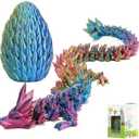 POIVOCF 3D Printed 12” Articulated Crystal Dragon Inside 5.1” Egg – Fantasy Collectible, Fidget Toy & Stocking Easter Basket Stuffers for Home & Office Decor (Multicolor).