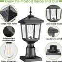 Greluna Solar Post Light Outdoor, 60 Lumens Dusk to Dawn Lamp Post Light, Solar Powered & Waterproof, Fits 6x6 Wooden Posts, 3 Inch Poles, for Garden, Pathway, Driveway, Fence & YardWarm White