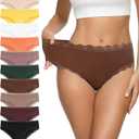 Eiggam Women's Cotton Bikini Panties,High-Cut Full Coverage Stretch Cool Underwear for Women (XL)