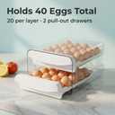Zagtag Egg Holder for Fridge, 2-Tier Stackable 40 Eggs Organizer Drawer for Refrigerator, Space-Saving Egg Container, Clear Plastic Egg Tray for Kitchen Storage
