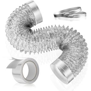 HOOMESUN Dryer Vent Hose 4 Inch 5FT Extra Thick Heavy Duty Flexible Aluminum Foil Insulated Exhaust Duct Hose for Tight Space, HVAC Ducting Kit with 2 Clamps and 1 Tape