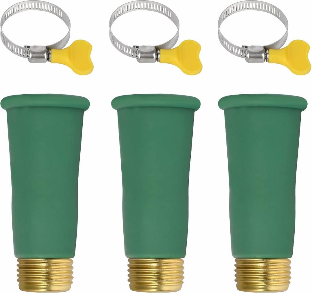 IMPRESA Silicone Hose Adapter - Green, 3/4-Inch, Pack of 3 - Water Hose to Sink Faucet Adapter - Universal Faucet Connector with Clamp - Slip-On Connector