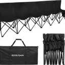 G GOOD GAIN Portable Soccer Bench - Team Bench Soccer 6 Seats with Bag, Sideline Folding Bench, Folded Chair Seating 6 for Football Camp Outdoor Sport Events, Team Chairs for Adults, Black