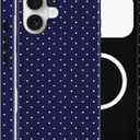 Magnetic Case for iPhone 17, Compatible with MagSafe, Aesthetic Polka Dot Cute Design for Women, Hybrid 2-Layer Hard Shell Phone Cover, Blue
