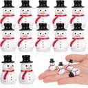 Halloscume 50pcs Miniature Snowman Christmas Mini Figurines Decoration Rubber Christmas Figurines Mini Collectible Ornaments Gifts for Home Table Decor Xmas Holiday Party Supplies