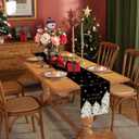 Christmas Table Runner Xmas Golden Tree Star Snowflake Black Merry Christmas 13 x 90 Inch Long Runners Winter Holiday Home Kitchen Table Decor