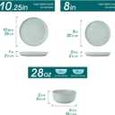 vancasso ANYA 24 Pieces Plates and Bowls Set, Mint Green Dinnerware Sets, Reactive Glaze Dishes Set for 8, Ceramic Dishware Sets Kitchen Dinner Set, Microwave & Dishwasher Safe