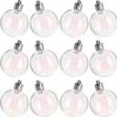 12Pcs Christmas Ball Ornaments Iridescent Ornaments Balls White Plastic 1.5 Inch Christmas Tree Baubles for DIY Xmas Party Birthday Wedding Decor Crafts (4.00X4.00X4.00CM, Transparent)