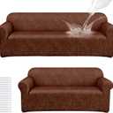 Peryiter 2 Pcs Sofa Covers Loveseat Couches Covers for Living Room Slipcover Set Furniture Protector for Couch Arm Chair, Form Fit Stretch, Wrinkle Proof(Dark Brown,Tech Cloth)