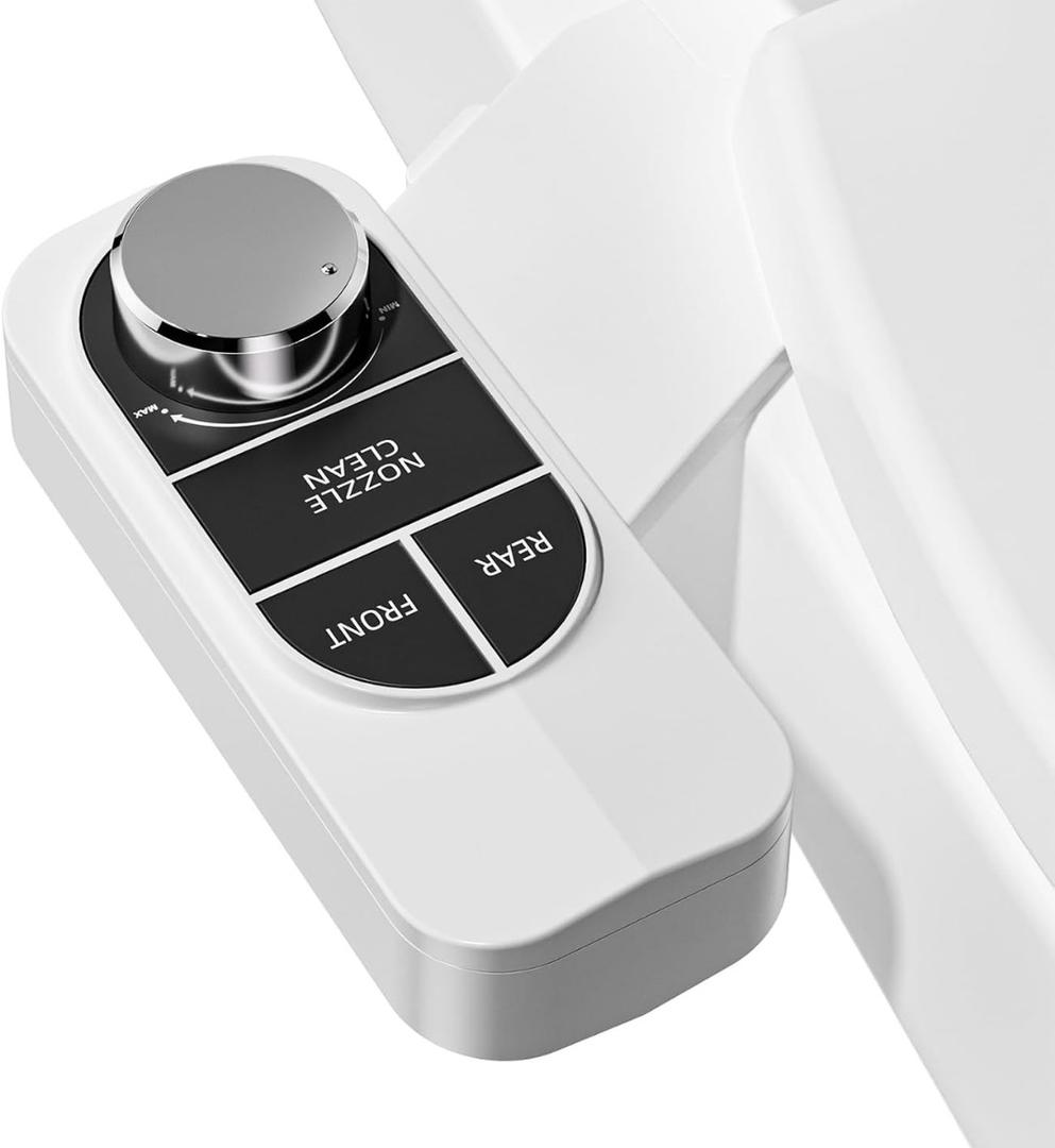 SAMODRA Non-Electric Bidet - Self Cleaning Dual Nozzle (Frontal and Rear Wash) Fresh Water Bidet Toilet Seat Attachment with Independent Adjustable Water Pressure (Classic Black/Silver)
