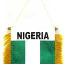 AZ FLAG Nigeria Mini Banner 6'' x 4'' - Nigerian Pennant 15 x 10 cm - Mini Banners 4x6 inch Suction Cup Hanger