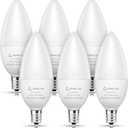 LOHAS E12 LED Candelabra Light Bulbs 60 Watt Equivalent, B10 Chandelier Candle Bulbs 5000K Daylight White, 6W Type B Ceiling Fan Bulbs 470LM, Non-Dimmable, 6 Packs
