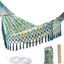 Portable Hammock, Bohemian Hammock,2person Hammock,for Suitable,Patio,Beach,Backyard,Garden,Cyan 79 * 59