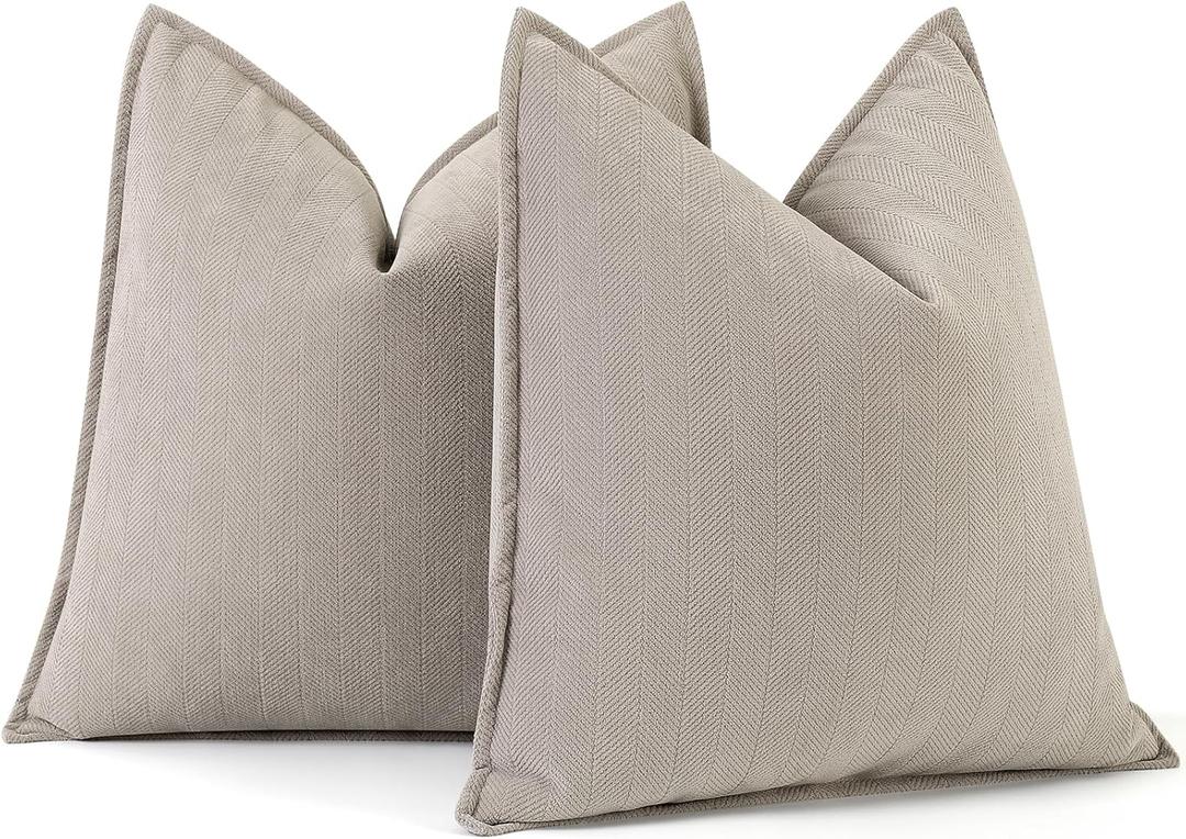 ZWJD Gray Pillow Covers 18x18 Set of 2 Chenille Pillow Covers with Elegant Design Soft and Luxurious Decorative Throw Pillows for Couch, Bed, and Home Decor