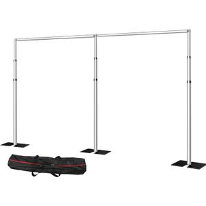 SLOW DOLPHIN 20 x 8.6ft Pipe and Drap Photo Studio Backdrop Stand Kit, Heavy Duty Adjustable Frame Backdrop Stand with Carry Bag for Event, Birthday Party, displays and Wedding Decoration.