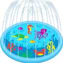 SLOOSH 60" Splash Pad Water Toys - Sprinkler Mat for Toddler Kids Baby Play Water Games Pool Fun, Summer Outdoor Garden Lawn Backyard Party Supplies Gifts for Boys Girls (Sea Themed)