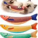 Potaroma Cat Toys Saury Fish, 3 Pack, Catnip Crinkle Sound, Soft and Durable, Interactive Kitten Kicker for Indoor Kitty Exercise 9.4 Inches for All Breeds