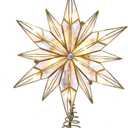 Kurt Adler 10-Light 12-Point Capiz Star and Center Gem Treetop