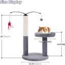AIWIKIDE 24" Scratching Post, Interactive Cat Scratcher, with Perch & Plush Toy, Sturdy Weighted Base, Grey
