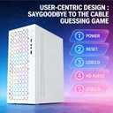 High Airflow Micro ATX PC Case - Support MATX, Mini-ITX, Slim With USB2.0x2 I/O Port, White Without Fans