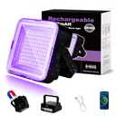 LED Black Ligh, Rechargeable 9600mAh 200 UV led, IP65 Waterproof & Magnetic, Long Runtime Ultraviolet Light for Neon Glow Party, Halloween, UV Posters, Body Paint, Pack Of 2