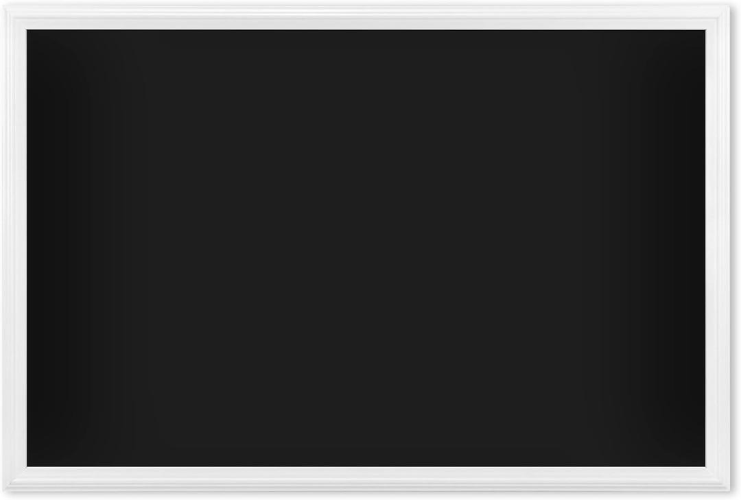 U Brands Magnetic Chalkboard, 30"x20", White Wood Style Frame, Premium Matte Surface (30"W x 20"H)