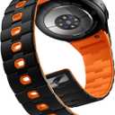 Bandletic Strong Magnetic Bands Compatible with Samsung Galaxy Watch 7/FE/6/5/4 Band 40mm 44mm/Galaxy Watch 5 Pro 45mm/Watch 6 4 Classic 42mm 46mm 43mm 47mm, 20mm Silicone Strap for Women,Black/Orange