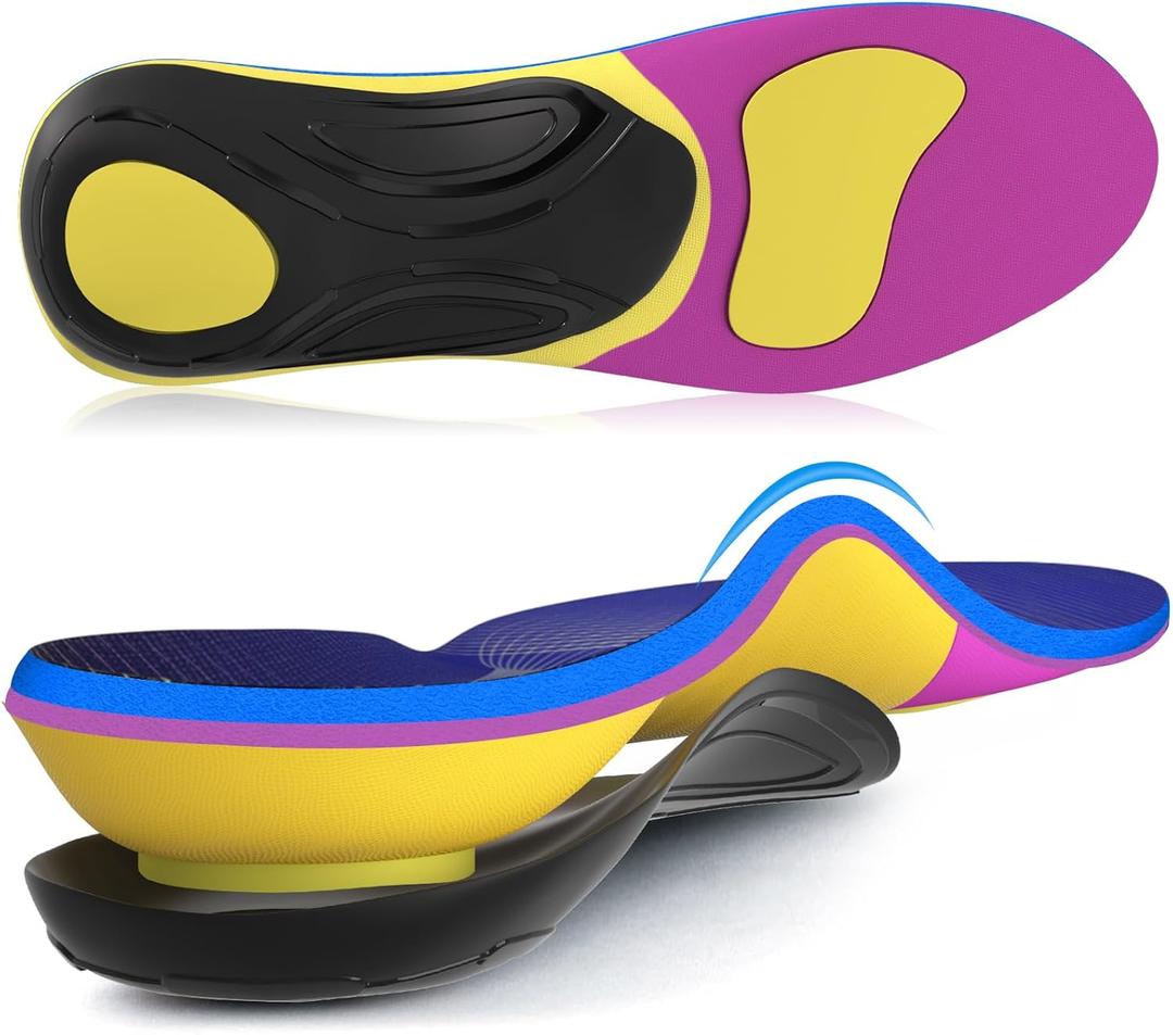 Arch Support Plantar Fasciitis Insoles: Heavy Duty Shoe Inserts for Women & Men 220lbs+ - Heel Arch & Metatarsal Pain Relief Shoe Orthotics for Work Boots Sneakers (Women's 14-15 / Men's 12-13) (Orange)