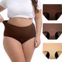 INNERSY Period Underwear for Women High Waisted Leak-Proof Postpartum Menstrual Panties 3-Pack (X-Large, Coffee Gradient)