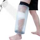 Reusable Watertight Protection Knee ACL Cast Cover for Shower, Waterproof Bandage and Cast Protector for Knee Replacement Surgery, Wound, Burns