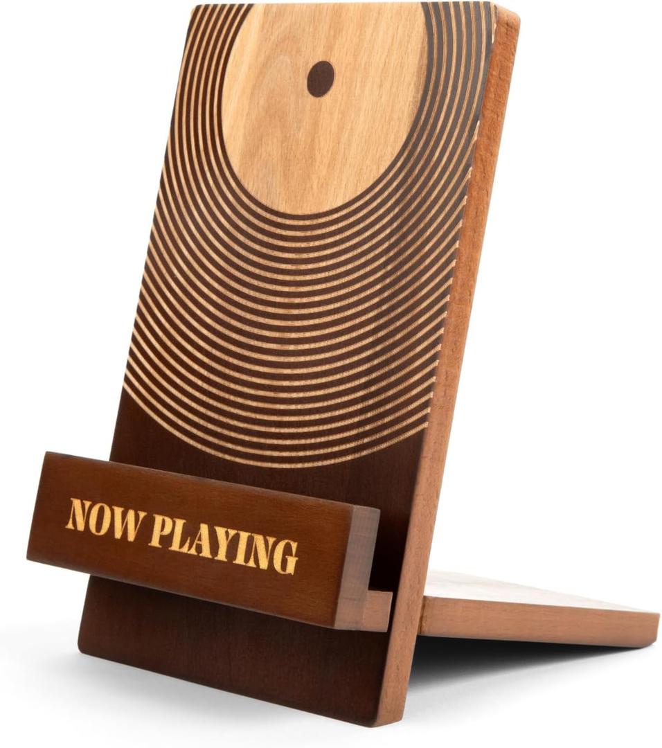 Sonny & Sloane Now Playing Vinyl Record Stand: Classic Brown Wood Record Holder - Vinyl Accessories for LP enthusiasts - Home Desk Decor for Music Lovers