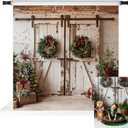 Kate Christmas Backdrops Christmas Barn Door Backdrop Shabby Door Photography Backdrops, 8x8ft