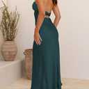 Satin Spaghetti Strap Backless Ruched Twist Cocktail Dresses for Women Silk Open Back Cut Out Midi Dress Wedding Guest (Blue, XS)