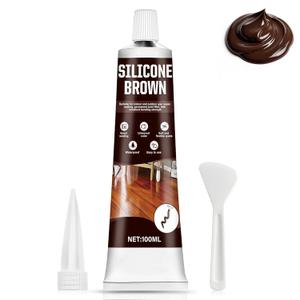 Brown Caulk, Brown Silicone Caulk, Browns Caulking with Nozzle and Scraper Strong Adhesion Flexibility Indoor Waterproof Widely Applicable for Doors Windows Kitchens Bathrooms, 3.33 oz