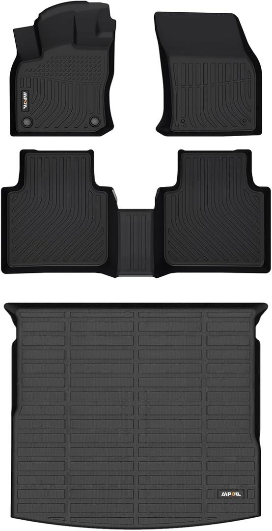 AIPOIL Floor Mats & Cargo Liner Set for 2018-2024 VW Tiguan All Weather Protection TPE Anti-Slip Automotive Full Set Custom Car Mats Volkswagen Tiguan Accessories - Black
