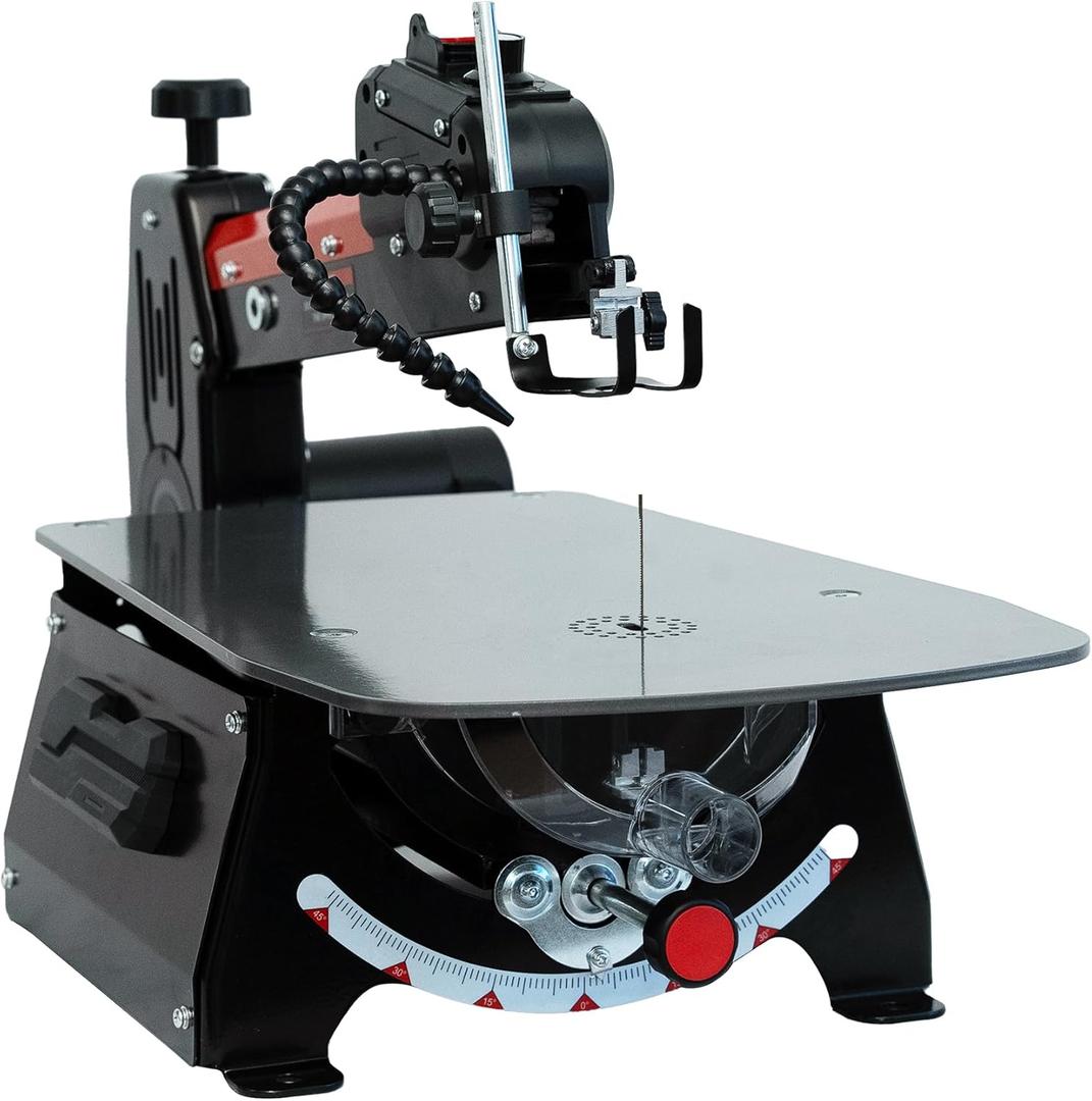 Bucktool 18 Inch Variable Speed Scroll Saw, 1.3A Power Scroll Saws for Woodworking with Rotating Saw Arm, 15 TPI Pinned Blade, 18 TPI Pinless Blades for Craftsman, Crafting, Craft