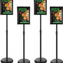 LEIFIDE 4 Pack Sign Holder Stand 8.5 x 11'' Adjustable Heavy Duty Pedestal Floor Sign Holder Poster Stand for Outdoor Indoor Advertising, Rotatable, Vertical & Horizontal View Displayed(Black)