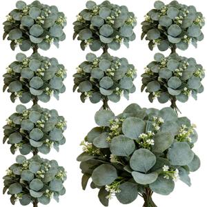 40 Pcs Faux Eucalyptus Stems Bulk Silver Dollar White Seed Artificial Greenery Stems Fake Sprays Branches for Wedding Table Centerpiece Filler Bouquet Garland Floral Arrangement Home Decor