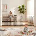 Extra Wide Baby Dog Gates for Doorways Tension Indoor Safety Gates Black Metal Large Pressure Mounted Pet Gate Walk Through Dog Gate for The House Stairs (Black, 86.3"-105"/219-267CM)