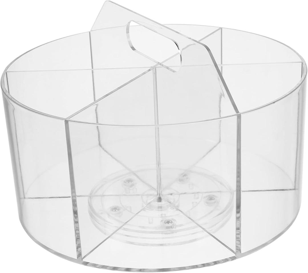 HOMSFOU Rotating Makeup Brush Organizer Desk Pen Holder Storage Box Slots Rotation Office Desk Organizing