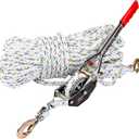 Rope Puller, 3/4 Ton Capacity with 100ft 0.6" Rope, Come Along Tool, Ratchet Hand Winch Cable, Hoist Winch Puller Equipment for Tree Felling & Moving Boats