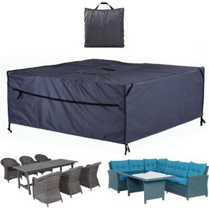 Waterproof Patio Table Cover for 6-Seat Dining Set Bag Dark Grey