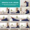 Bedluxe 3Pcs Orthopedic Bed Wedge Pillow Set, Foam Wedge Pillow Post Surgery for Back, Leg and Knee Support, Adjustable 9&12 Inch Folding Triangle Pillow for Sleeping, Acid Reflux, Snoring, Navy, Adjustable 9&12 Inch + 1 Head Pillow
